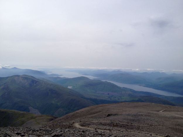 Walking back down from the summit of Ben Nevis