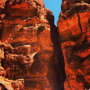 Siq at Petra. You emerge from this cleft at the Treasury